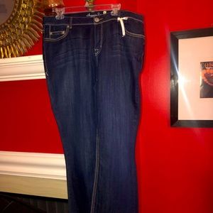 Dark Blue Bootcut Jeans with Rhinestone Back Pockets